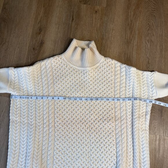 Ayr Le Square oversized Merino Wool sweater ivory snow size S small cable knit - Picture 9 of 12